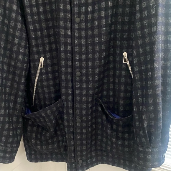 Paul Smith Navy Multi Plaid Patch Pocket Snap Workwear Jacket - Picture 5 of 6